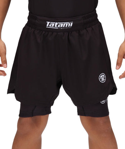 Kids Dual Layer Grappling Shorts - Black
