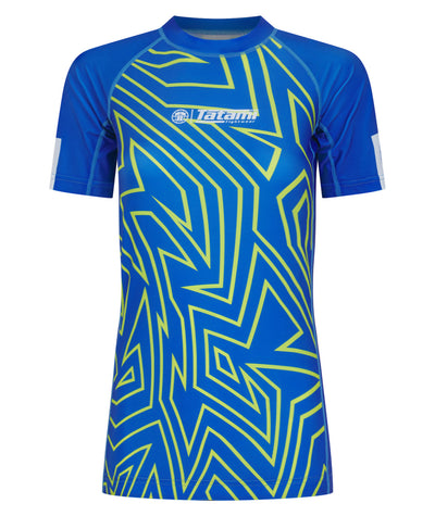 Ladies Abstract Rash Guard - Blue & Yellow