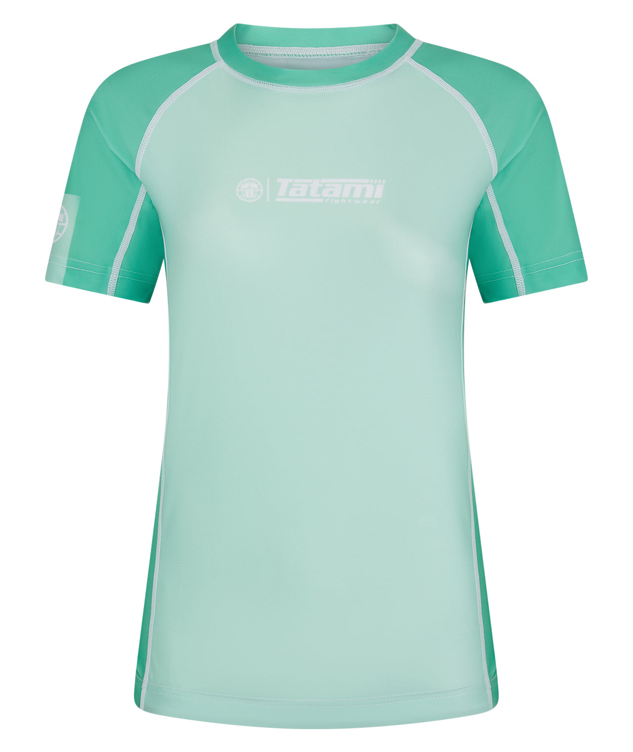 Mint Rash Guard Ladies Contrast Short Sleeve Rash Guard - Mint & White – Tatami ...