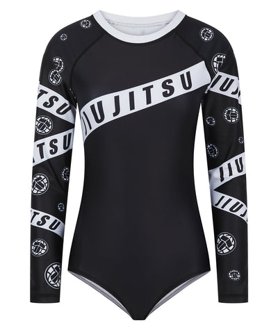 Ladies Helena Taped Leotard - Black & White